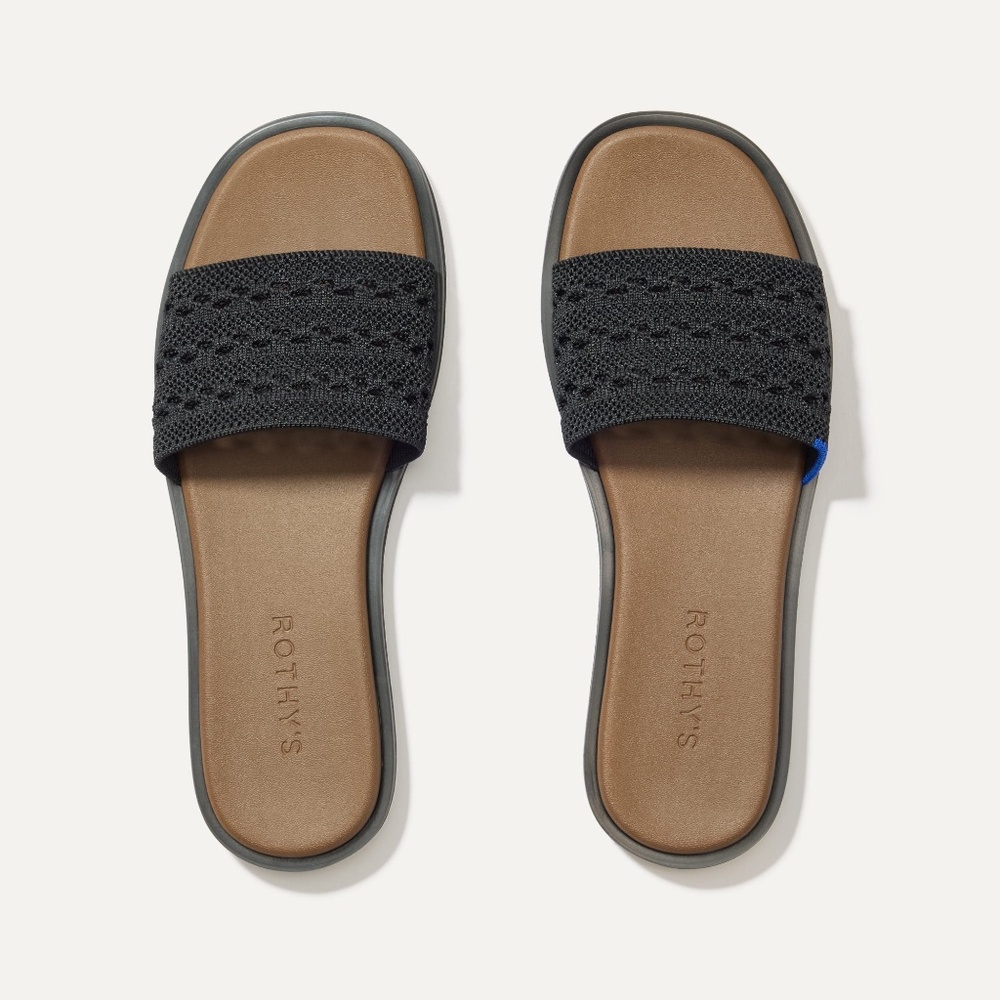 Rothy's The Slide Sandal - Black Crochet Size 9